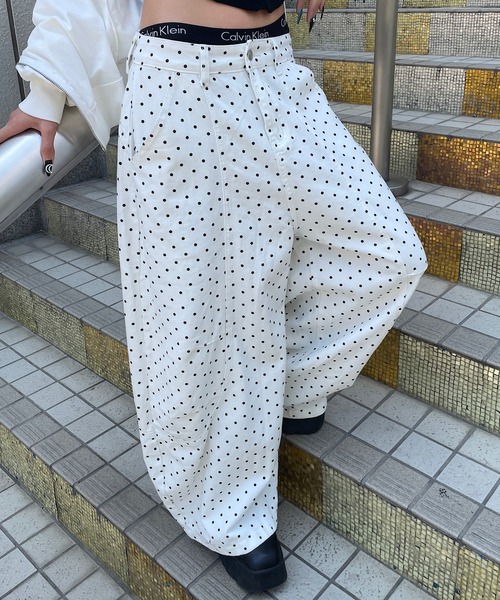 Roger&Raw（ロジャーアンドロウ） ワイドパンツ パンツ ドット柄ワイド