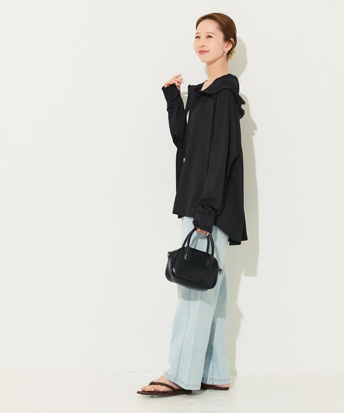 『yori』 撥水　バックギャザー　パーカー　ブラック coca（コカ） パーカー 「田中里奈様着用」UVカットバッグギャザー