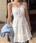 ワンピース ティアードミニキャミワンピースエンブロ風の詳細画像4