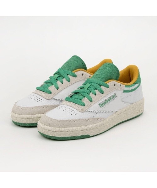 「Reebok」 ローカットスニーカー 24.0cm ホワイト×グリーン メンズの画像