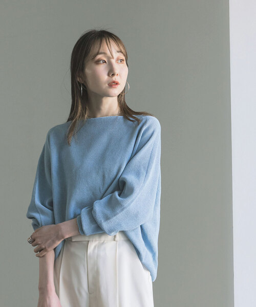 NOBLE ペーパーヤーンプルオーバー グレー ゆったり 透け感 美品 NOBLE（ノーブル） ニット セーター 「追加・新色」「洗える」ペーパー