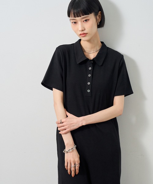 NOGLE ワンピース 半袖 「NOGLE/ノグル」ポロロングワンピース