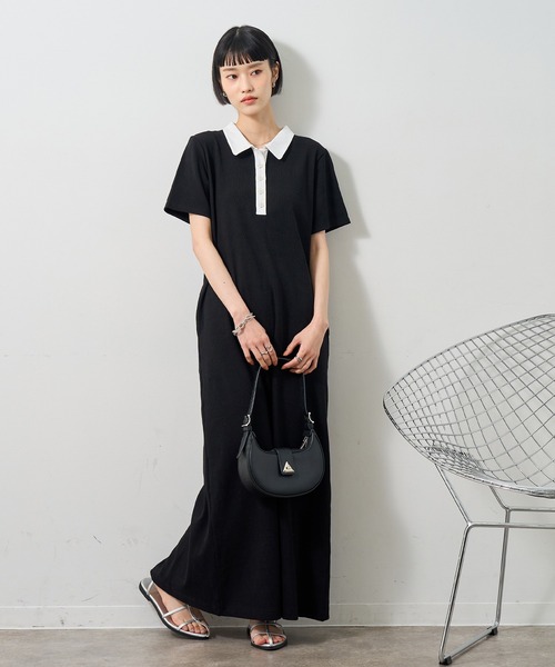 NOGLE ワンピース 半袖 「NOGLE/ノグル」ポロロングワンピース