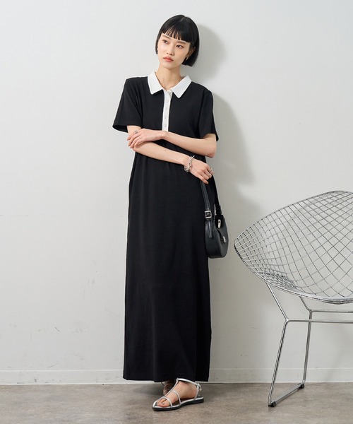 NOGLE ワンピース 半袖 「NOGLE/ノグル」ポロロングワンピース