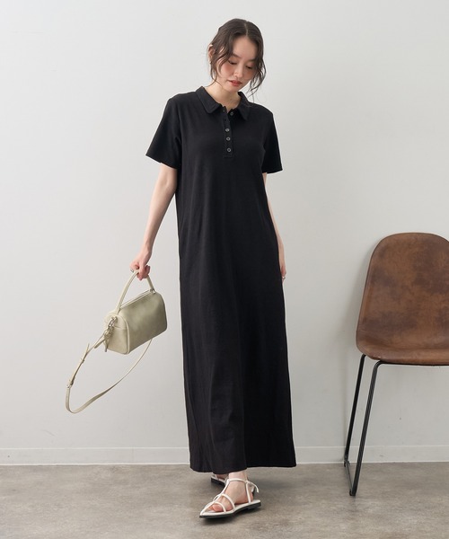 NOGLE ワンピース 半袖 「NOGLE/ノグル」ポロロングワンピース