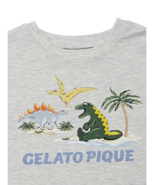 パジャマ 「JUNIOR」「接触冷感」スリーピングダイナソーTシャツ＆柄ショートパンツセット キッズ 子供の画像