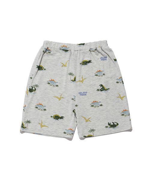 パジャマ 「JUNIOR」「接触冷感」スリーピングダイナソーTシャツ＆柄ショートパンツセット キッズ 子供の画像
