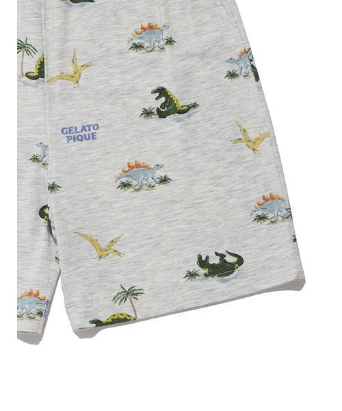 パジャマ 「JUNIOR」「接触冷感」スリーピングダイナソーTシャツ＆柄ショートパンツセット キッズ 子供の画像