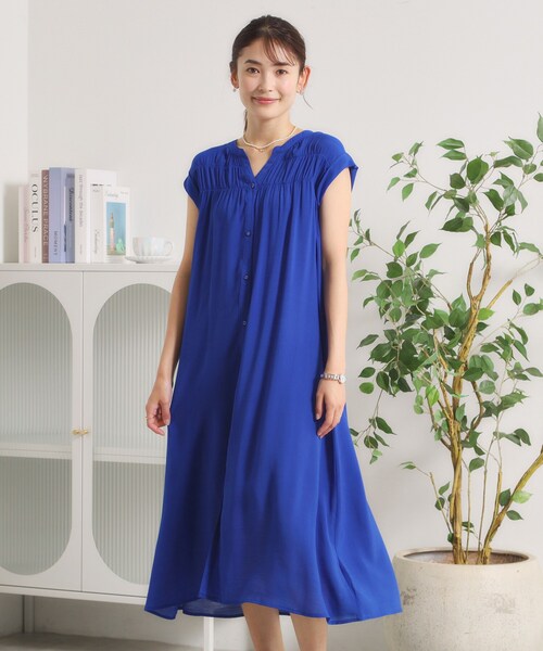 ITS'DEMO（イッツデモ） ワンピース 半袖 「接触冷感」スラブ前開き