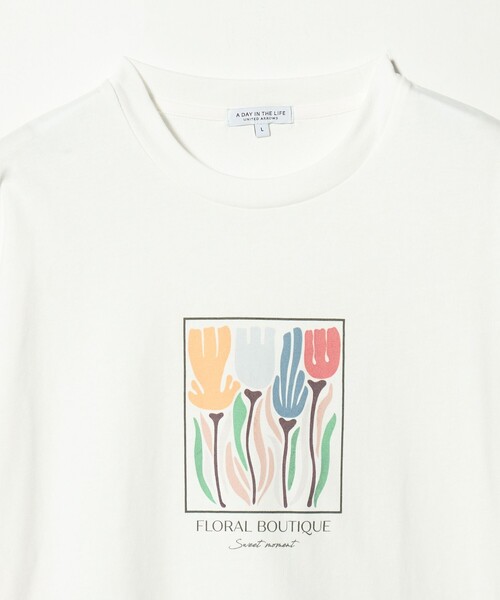 A DAY IN THE LIFE tシャツ フラワー アートプリント リラックス