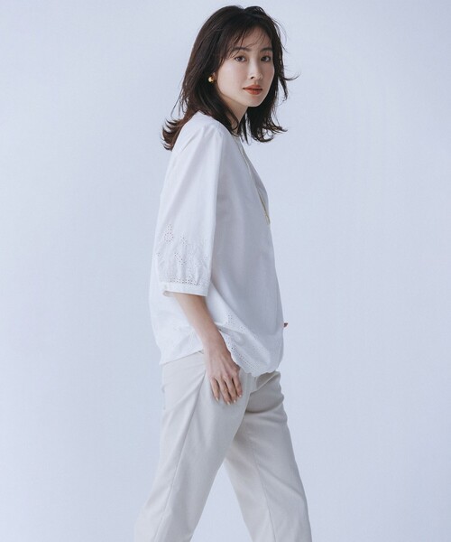 「J.PRESS」 7分袖ブラウス 9 ベージュ レディース_画像2