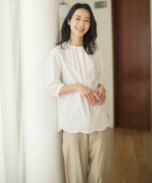 「J.PRESS」 7分袖ブラウス 9 ベージュ レディース_画像3