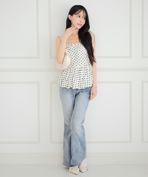 ALLuRing ChaRm チューブトップ ベアトップ Dot Peplum Bandeau Top