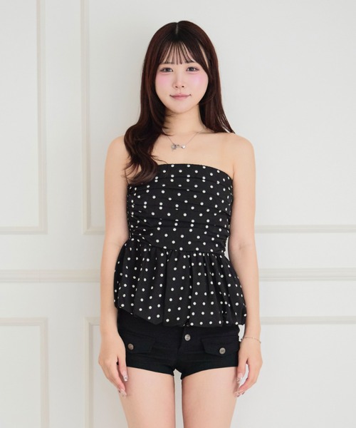 ALLuRing ChaRm チューブトップ ベアトップ Dot Peplum Bandeau Top
