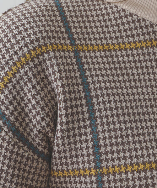 ニット セーター BEAMS HEART / ハイネック チェック プルオーバー レディース BEAMS HEART ニット セーター / ハイネックチェック ニットプル