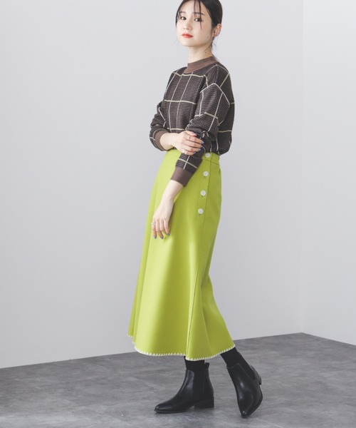 ニット セーター BEAMS HEART / ハイネック チェック プルオーバー レディース BEAMS HEART ニット セーター / ハイネックチェック ニットプル