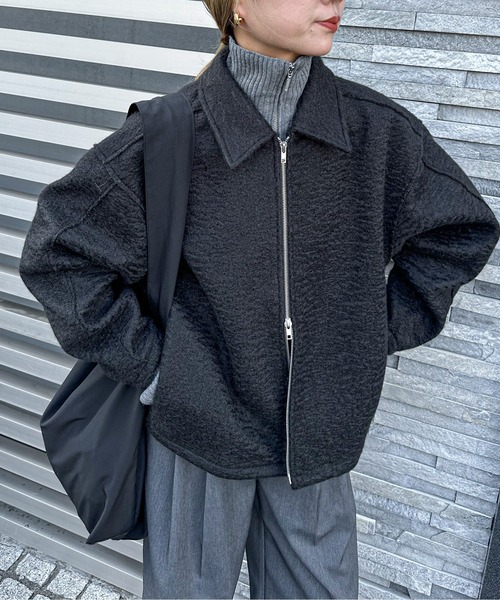 半額以下で買えるクーポン特集 feepur ブルゾン アウター ブークレダブルジップブルゾン ジャケット・アウター