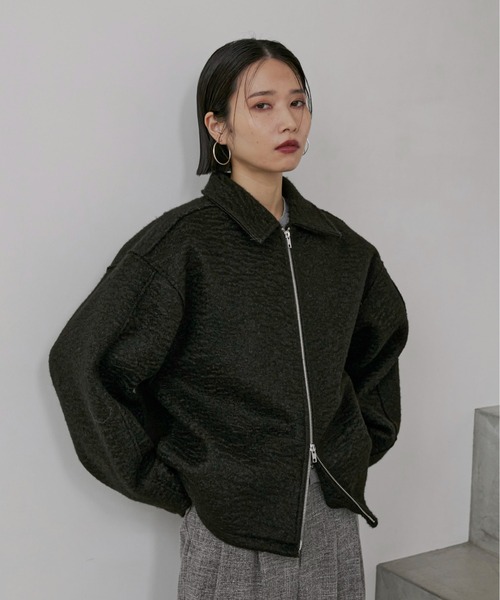 BEAUTY&YOUTH ブークレーダブルジップブルゾン ジャケットコート 新品 r.（アールドット） ブルゾン アウター ブークレー ダブルジップ