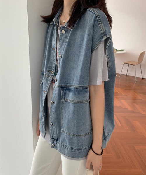 ベスト ジレ ゆるっとかわいい。ヴィンテージライクな デニム