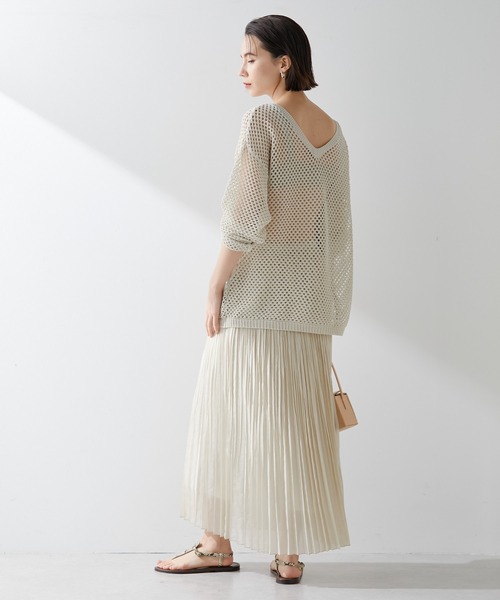 Whim Gazette 2wayアイレットメッシュニット美品 セール】2WAYアイレットメッシュニット（ニット/セーター