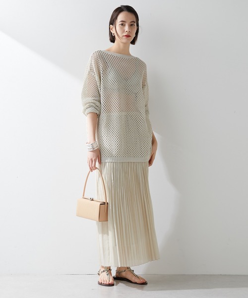 Whim Gazette 2way アイレットメッシュニット　ライトベージュ Whim Gazette ニット 2WAYアイレットメッシュニット レディース
