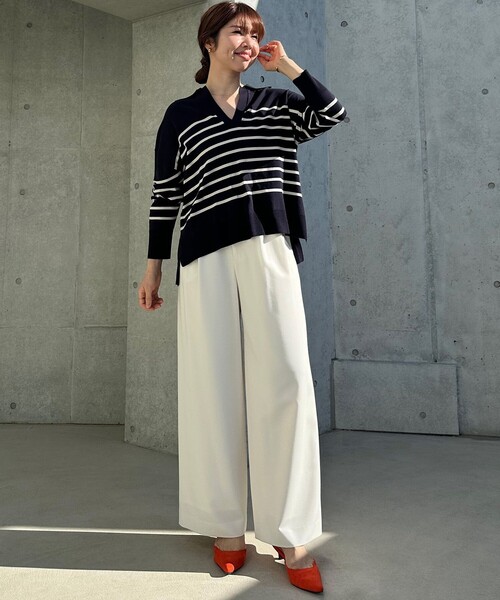 ビューティー&amp;ユース スキッパーネックニット IENA ハイウエストパンツ BEAUTY＆YOUTH UNITED ARROWS セーター ニット 「OWNESS」クリスピー