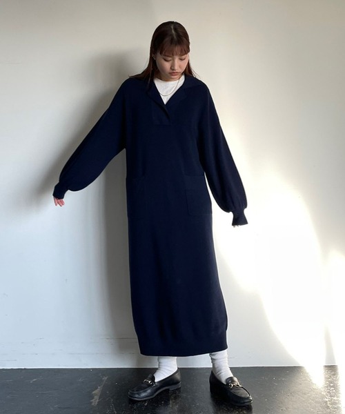 ETRE TOKYO」 ニットワンピース FREE ネイビー レディース 