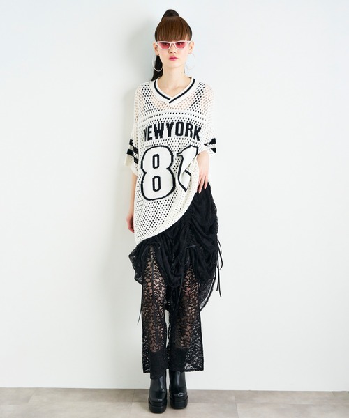 uvカット スカート ANNA SUI NYC ボタニカルモチーフレースドロスト