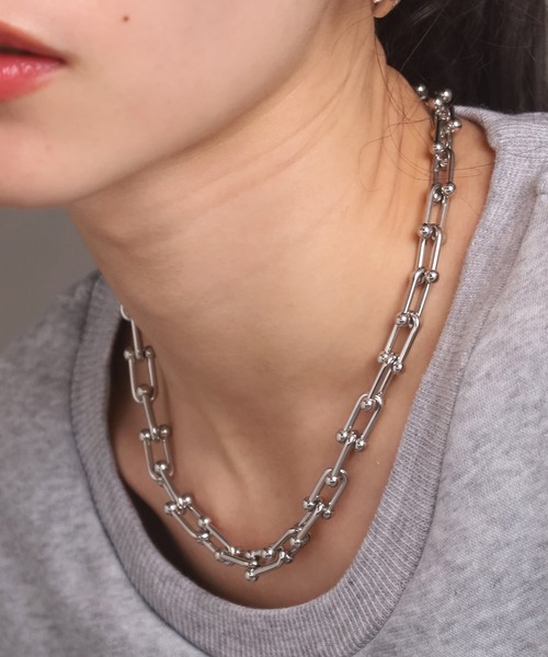 新品未使用　ホースシュー　Uチェーン ネックレス ＋ブレスレット　シルバー925 LHME ネックレス “Moment”リンクホースシューチェーンネックレス