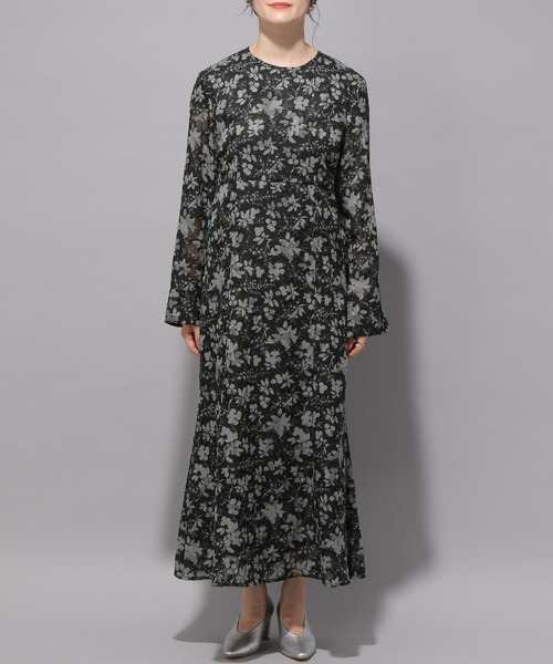 美品　LE'RURE　オケージョン　ドレスワンピース　シアー　ジャガード　長袖 LEPSIM（レプシィム） ドレス 「結婚式／オケージョン」シアー