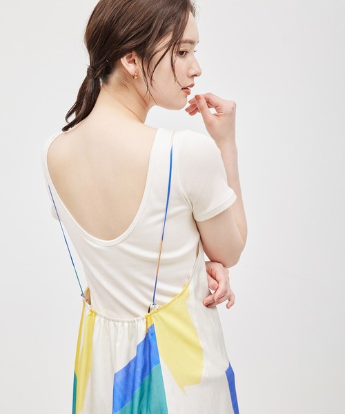 tシャツ コットンシルク丸胴フライスカップ付き半袖カットソー レディース ROPE' tシャツ コットンシルク丸胴フライスカップ付き半袖