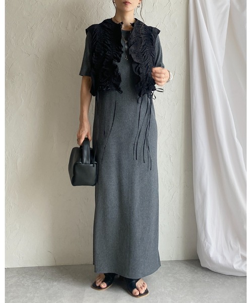 Since Then不規則スリムワンピース ワンショルダー長袖 She's Closet ワンピース カットアウトオフショルダー肩あき半袖