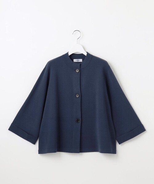 ノーカラーニットジャケット　NAVY ジャケット ノーカラージャケット 「洗える」VIGODA MILANO ニット