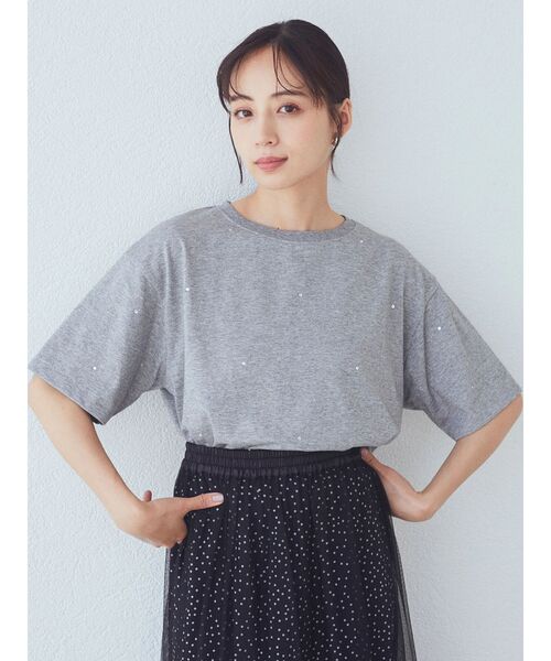 新品未使用 ベアキラキララインストーンプルオーバー ブラック earth music&ecology tシャツ キラキララインストーンプル