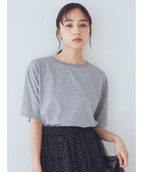 【*p(R)ojectR®】ラインストーンTシャツXL earth music&ecology tシャツ キラキララインストーンプル