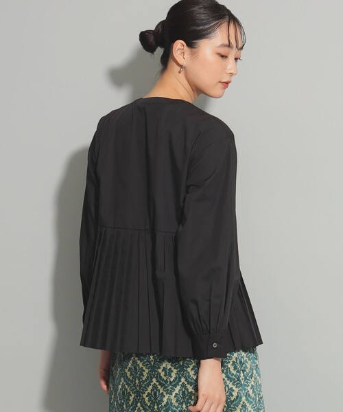 Ray BEAMS ブラウス シャツ プリーツ キリカエ クルーネック