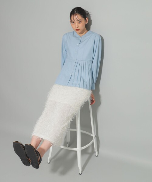 ブラウス シャツ プリーツ キリカエ クルーネック シャツ「洗える」 レディース Ray BEAMS ブラウス シャツ プリーツ キリカエ クルーネック