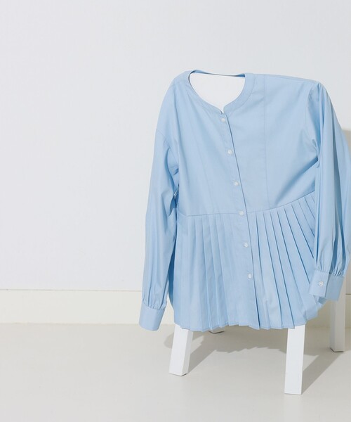 Ray BEAMS ブラウス シャツ プリーツ キリカエ クルーネック