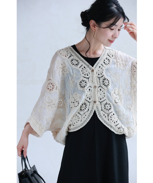 ダーマコレクション【XL】ラッティ　シルク　花柄　アンサンブル　カーディガン ワンフォークロージング 1111clothing ニットカーディガン