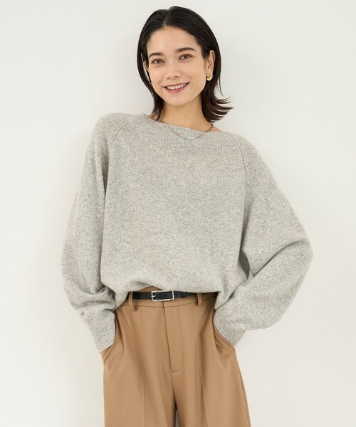 ニット セーター 「洗える」カシミヤブレンド オフネックニット レディース UNFILO ニット セーター 「洗える」カシミヤブレンド オフネック