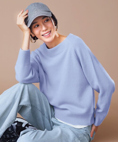【洗える】カシミヤブレンド オフネックニット UNFILO｜【洗える】カシミヤブレンド オフネックニット