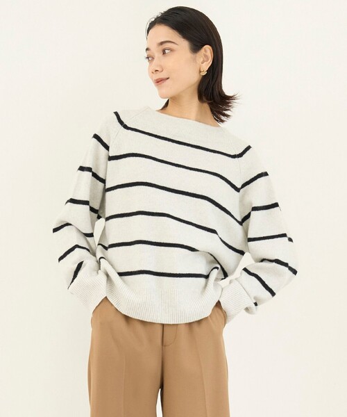 ニット セーター 「洗える」カシミヤブレンド オフネックニット レディース UNFILO ニット セーター 「洗える」カシミヤブレンド オフネック