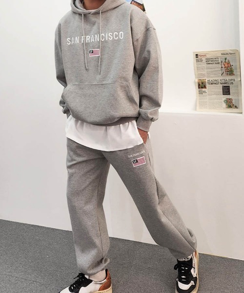 新品【ルグランブルー】スウェット上下セット パーカー サルエルパンツ 2(M-L LGB ルグランブルー コーティングパーカー＆サルエルパンツセットアップ