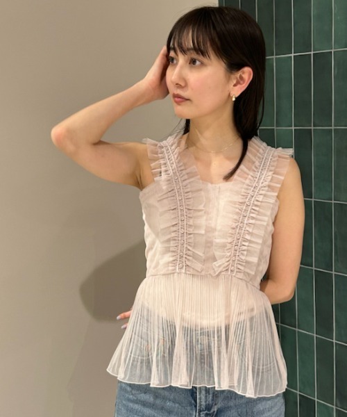 SNIDEL Sustainableチュールキャミブラウス　アイボリー Sustainableチュールキャミブラウス(シャツ・ブラウス