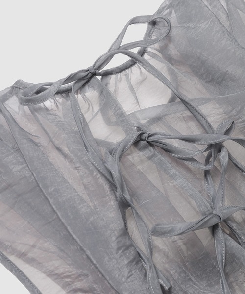 ブラウス シャツ SMOCK SLEEVELESS TOP W/ RUFFLE DETAILS レディース ブラウス シャツ SMOCK SLEEVELESS TOP W/ RUFFLE DETAILS