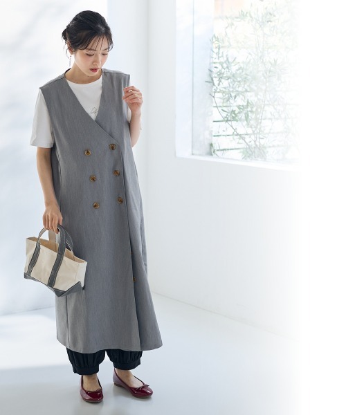 ベスト ジレ 「大きいサイズ」Aラインジレ「Otona Purete」 レディース SMILELAND ベスト ジレ 「大きいサイズ」Aラインジレ「Otona