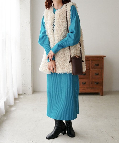 「DISCOAT」 ニットワンピース FREE ベージュ レディース_画像2