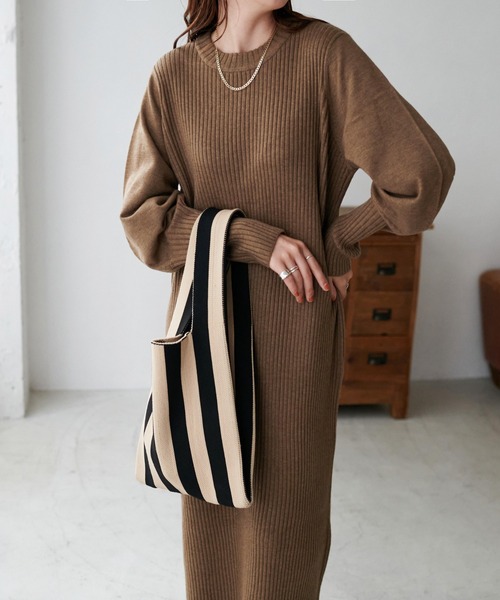 「DISCOAT」 ニットワンピース FREE ベージュ レディース_画像3