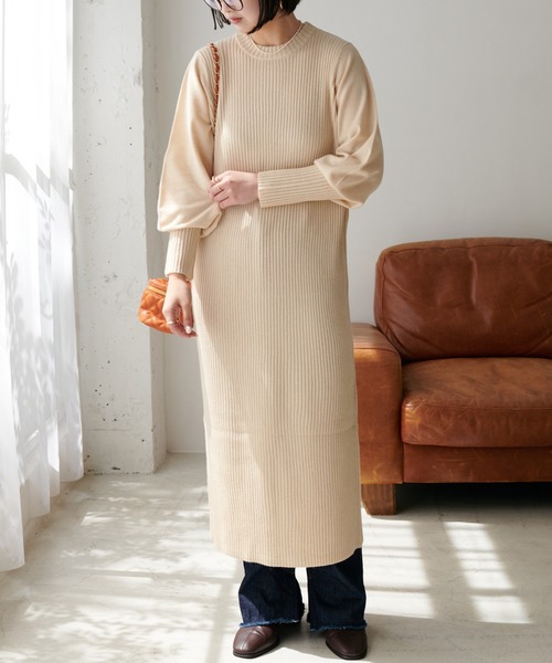 「DISCOAT」 ニットワンピース FREE ベージュ レディース_画像6