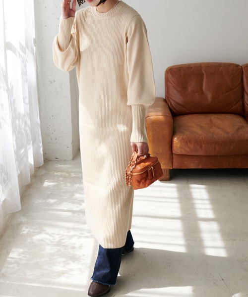 「DISCOAT」 ニットワンピース FREE ベージュ レディース_画像9